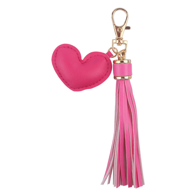 Llavero de borla de cuero de corazón al por mayor