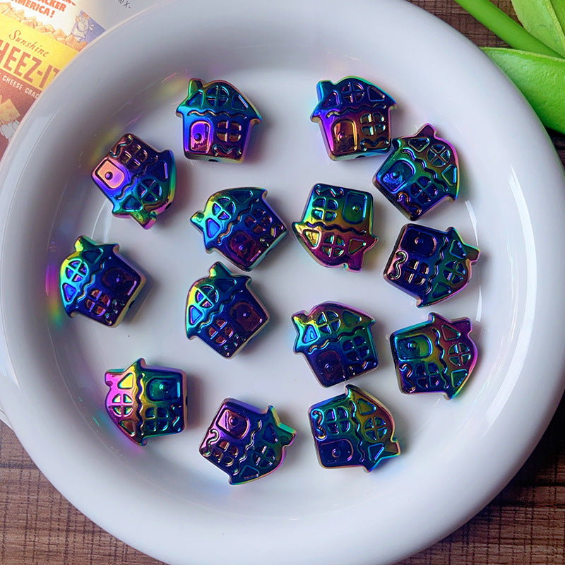 Wholesale  Random  10pcs/pack  Seashell House Beaded Loose Beads  Acrylic Beads