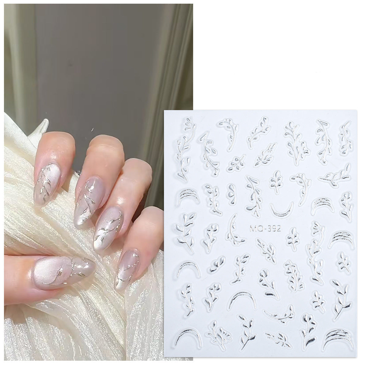 Wholesale Transparent Embossed Gilded Leaf Nail Art Stickers