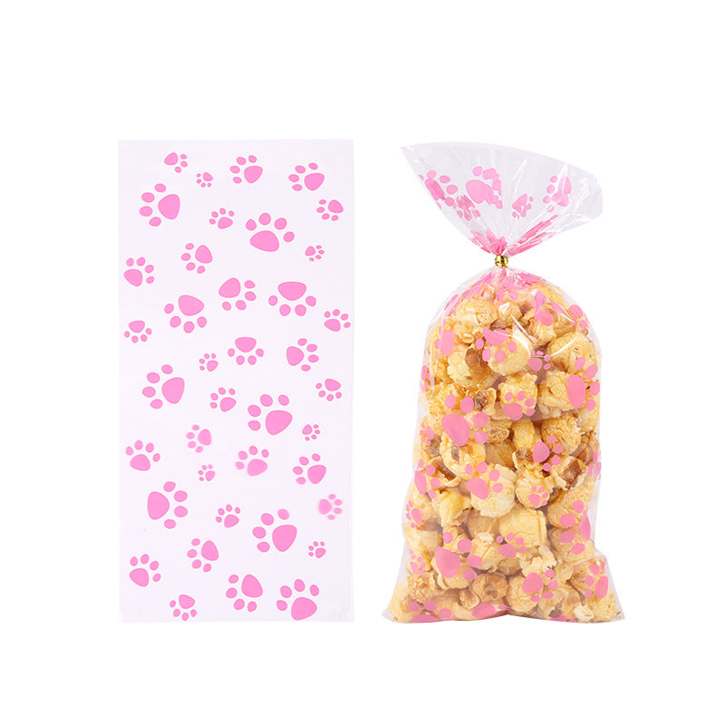 Wholesale Cartoon Puppy Claw Printed Transparent Candy Bag Food Sealing Tie Silk Bag