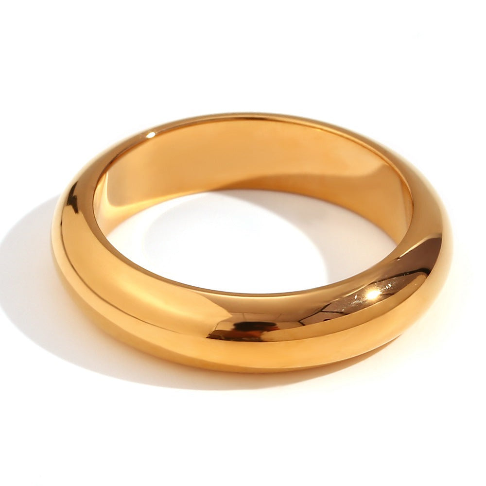 Wholesale Simple and Versatile Stainless Steel 18K Gold Plated Thick Plain Ring