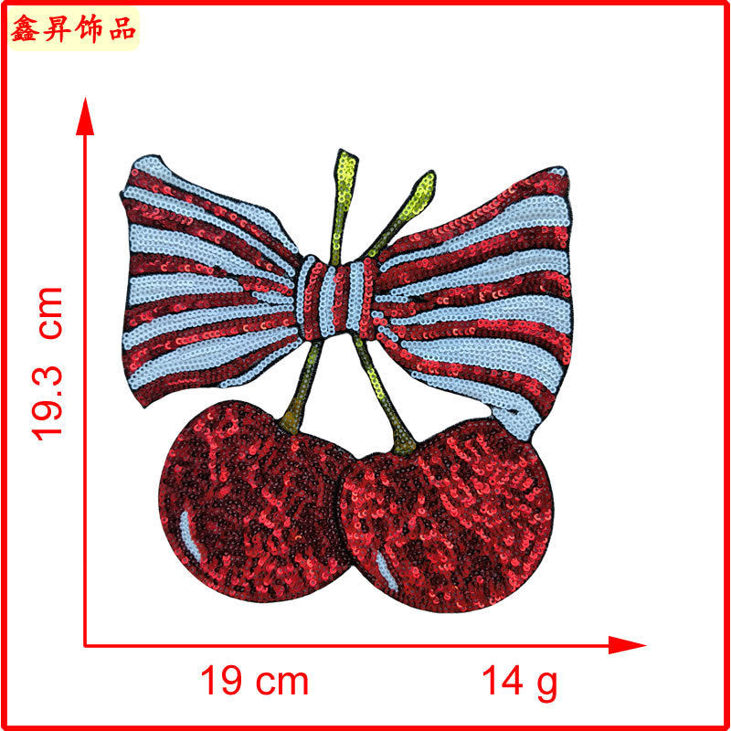 Wholesale personality exquisite cherry cherries beads sequins embroidered patch cloth stickers clothes