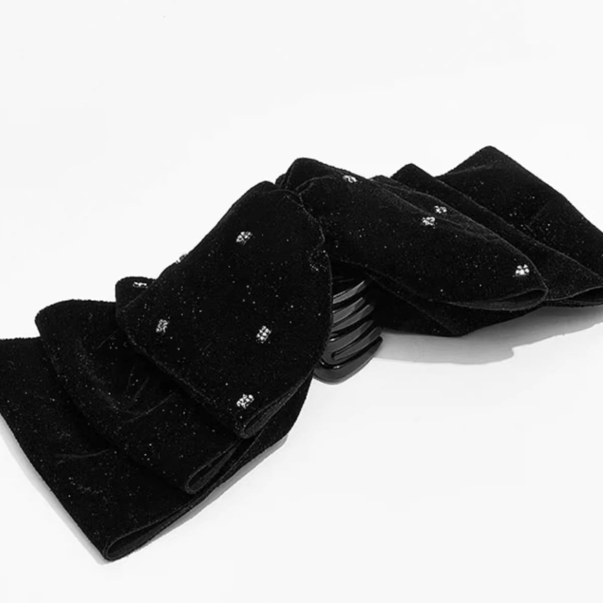 Wholesale Velvet Bow Head Refined Shiny Rhinestone Elegant  Grab Clip Headwear