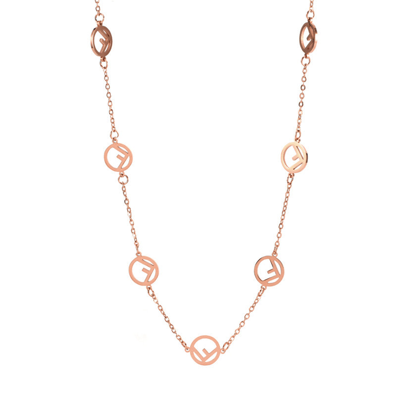 Wholesale Titanium Steel F Letter Necklace