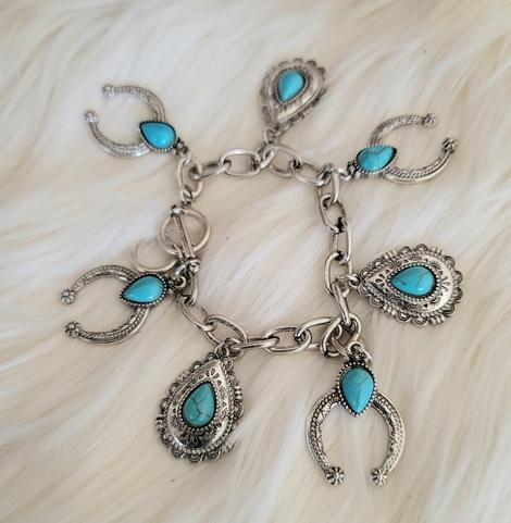 Wholesale Waterdrop Geometric Turquoise Cutout Alloy Bracelet