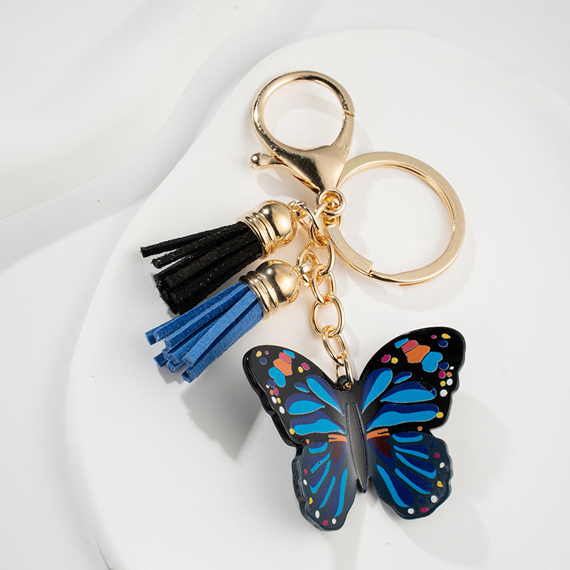 Wholesale Blue Butterfly Metal Keychain