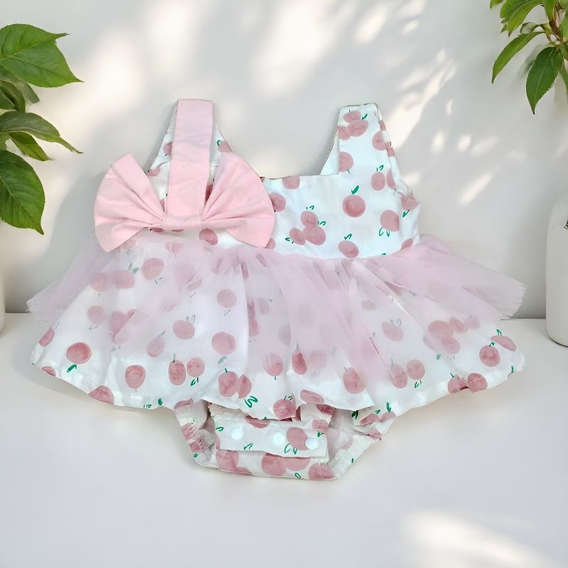 Wholesale Chic Printed Sleeveless Cotton Baby Girl Romper For Summer Boutique