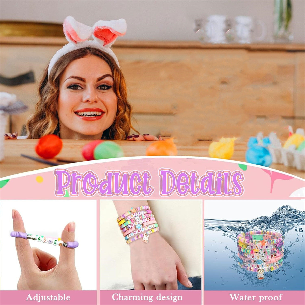Wholesale  Easter Colored Soft  Clay Bracelet
