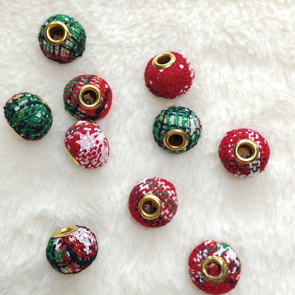 Wholesale 100pcs 15mm Christmas Fabric Beads