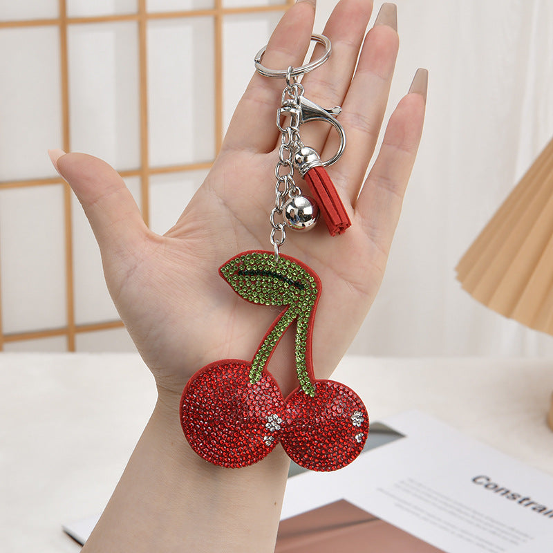 Wholesale Creative Rhinestone Cherry Keychain Pendant