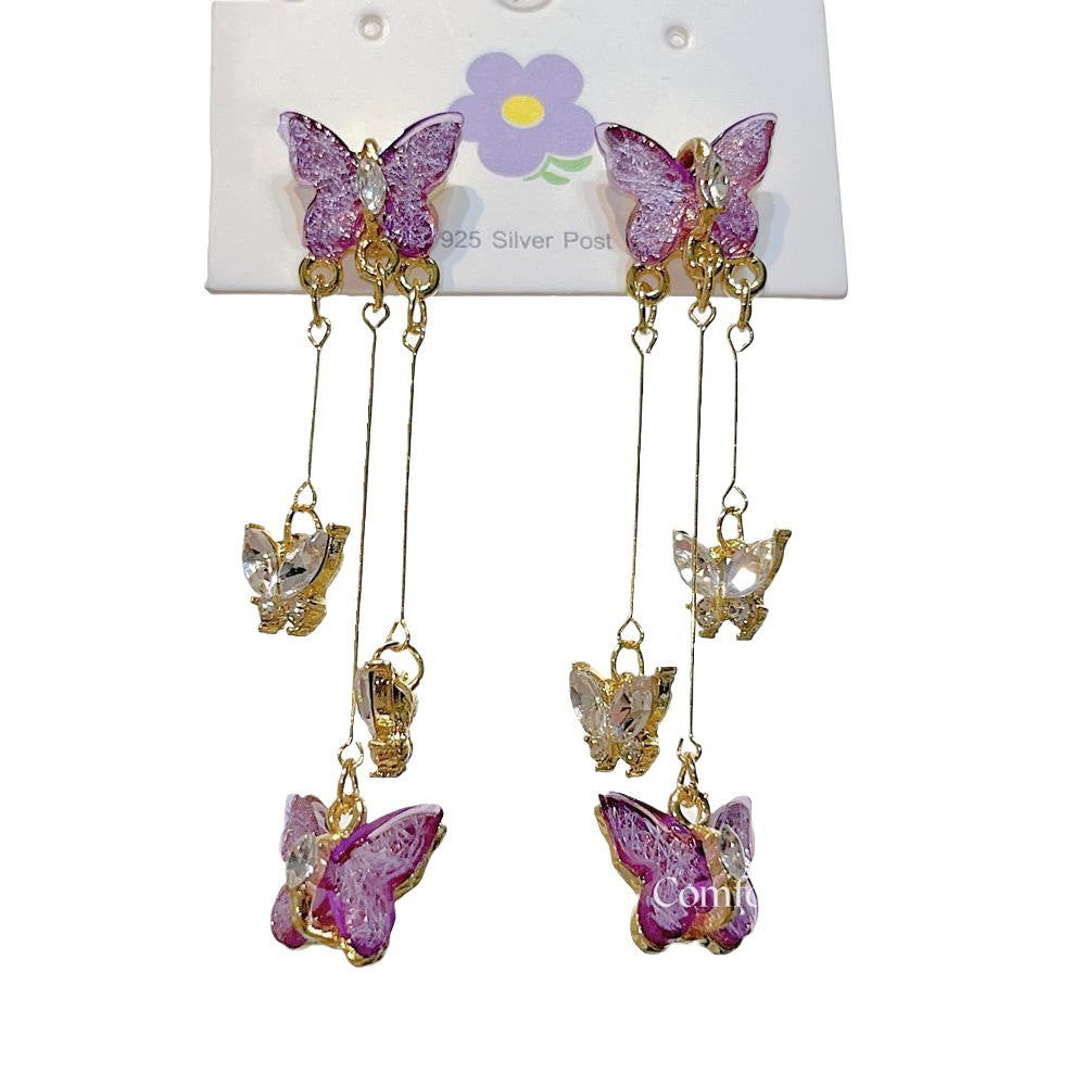 Wholesale Purple Butterfly Alloy Earrings
