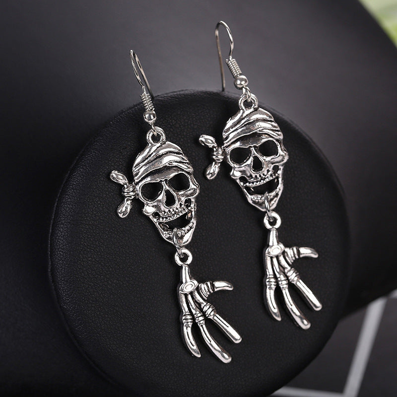 Wholesale Zinc Alloy Rhinestone Pumpkin Skull Earrings Gothic  Party Fashion Accessory For Boutique Resale
