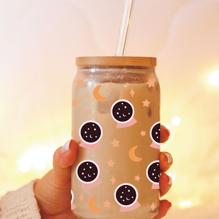 Wholesale Colorful Sun Moon Planet 16oz Cup UV DTF Wraps