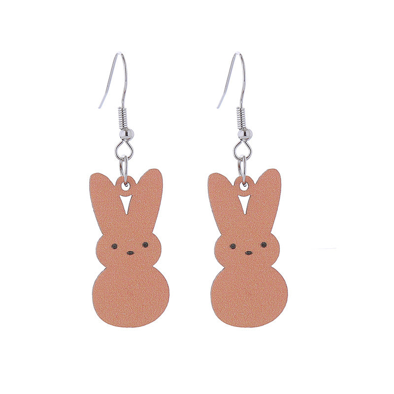 Wholesale Easter Candy Color Bunny Wooden Earrings
