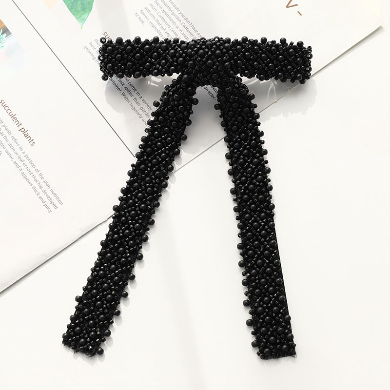 Wholesale women's Spring and summer handmade pearl top clip beaded ponytail clip