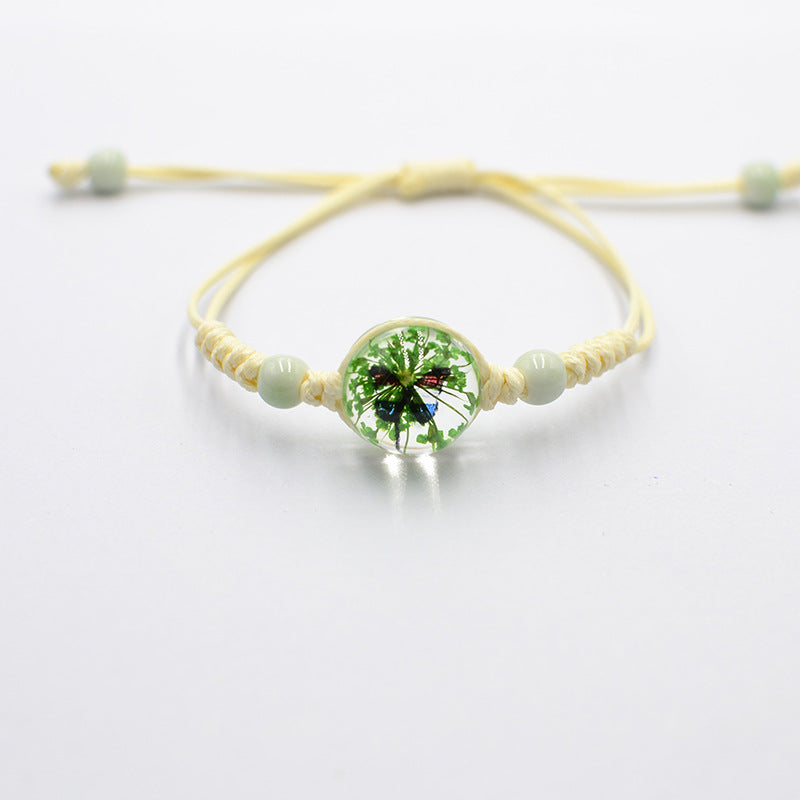 Wholesale Gypsophila Bracelet Glass Time Gem Real Flower Dried Flower Bracelet