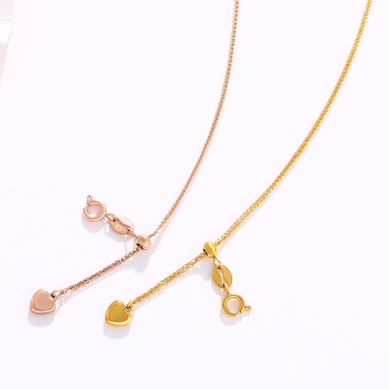 Wholesale Stainless Steel Gold-plated Fashionable Personalized Heart Tassel Adjustable Temperament Necklaces