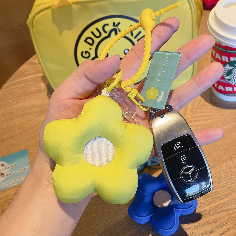 Keychains de girasol de arte de tela al por mayor