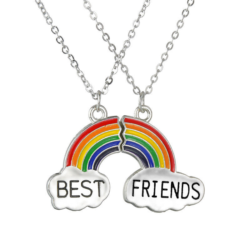 Wholesale Creative Rainbow Necklace Best Friends Stitching Necklace