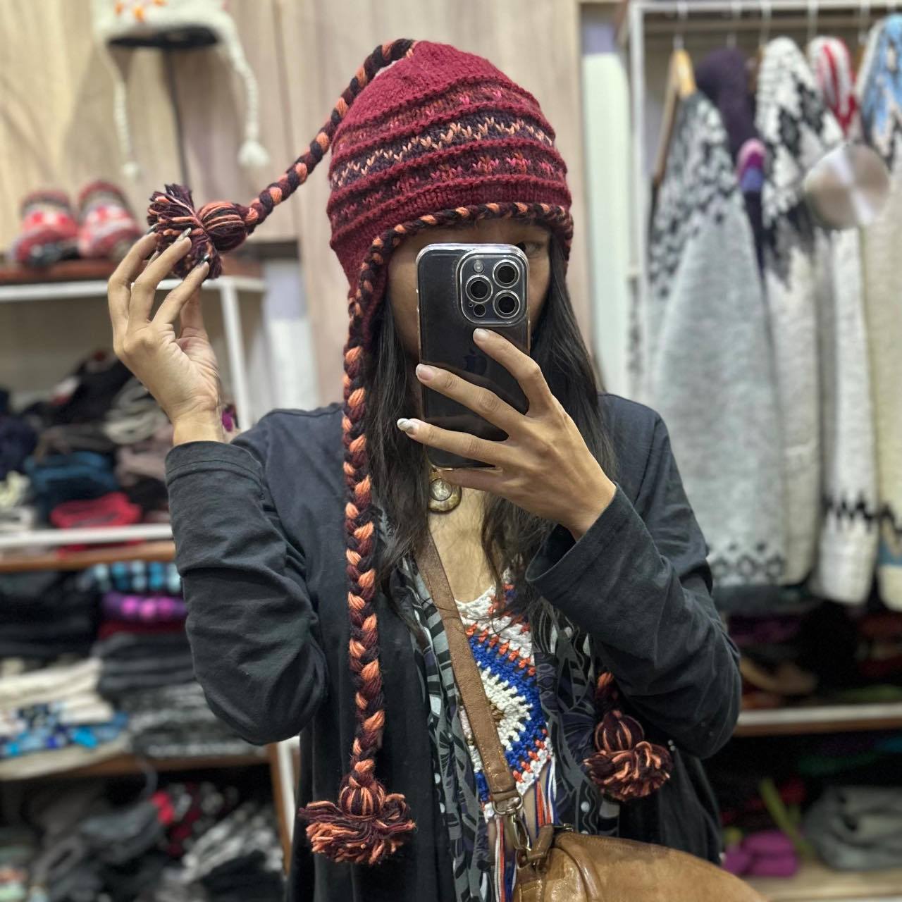 Wholesale Wool Warm Rainbow Plus Velvet Thick Earmuffs Beanie