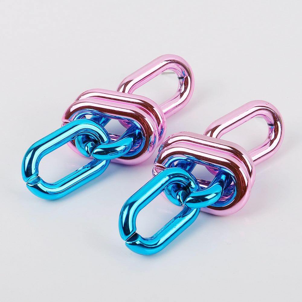 Wholesale Geometric Chain UV Electroplating Color Gas Earrings