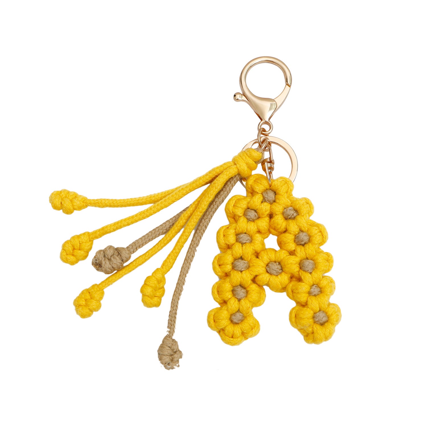 Wholesale Bohemian Handmade Woven Letters, Rice Ears, Flowers, Thanksgiving Maple Leaf Alloy Keychain