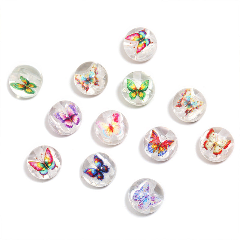 Wholesale 10pcs transparent acrylic beads with built-in butterfly