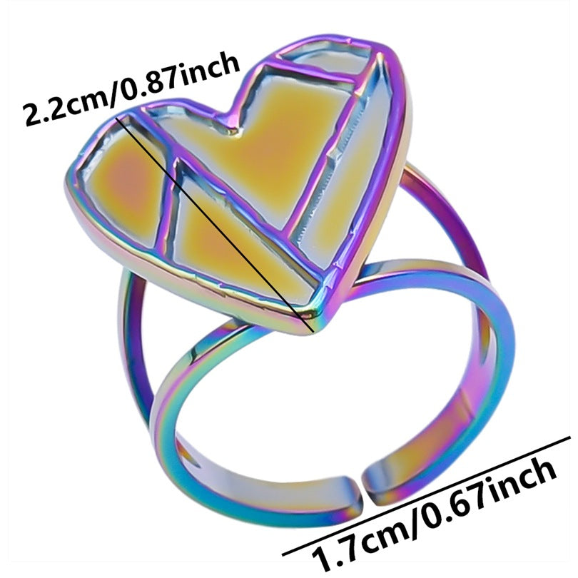 Wholesale Valentine's Day Geometric Pattern Heart-shaped Stainless Steel Rings