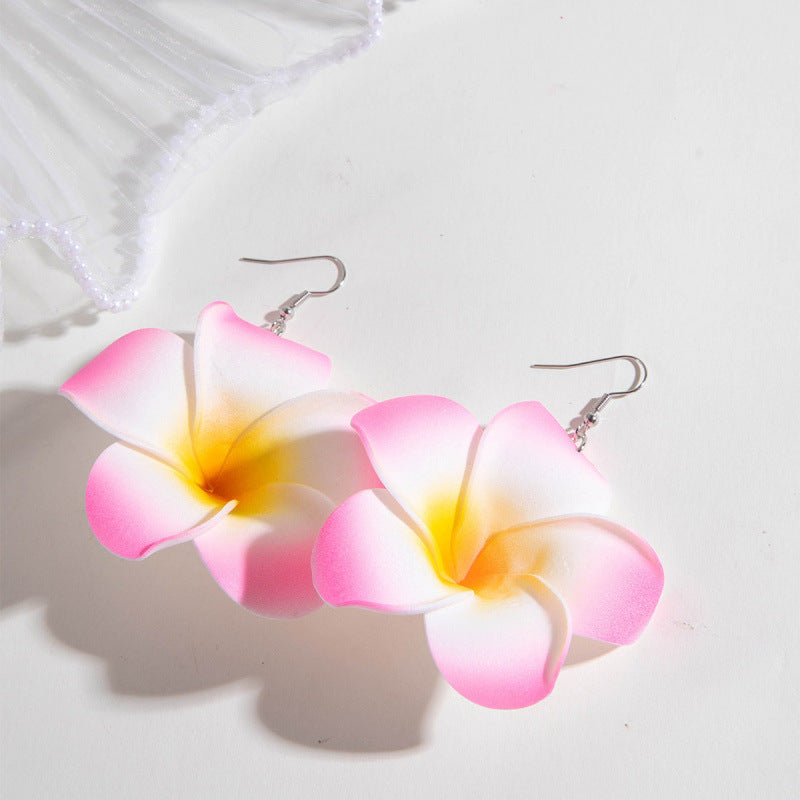 Wholesale Fabric flower tassel beaded earrings