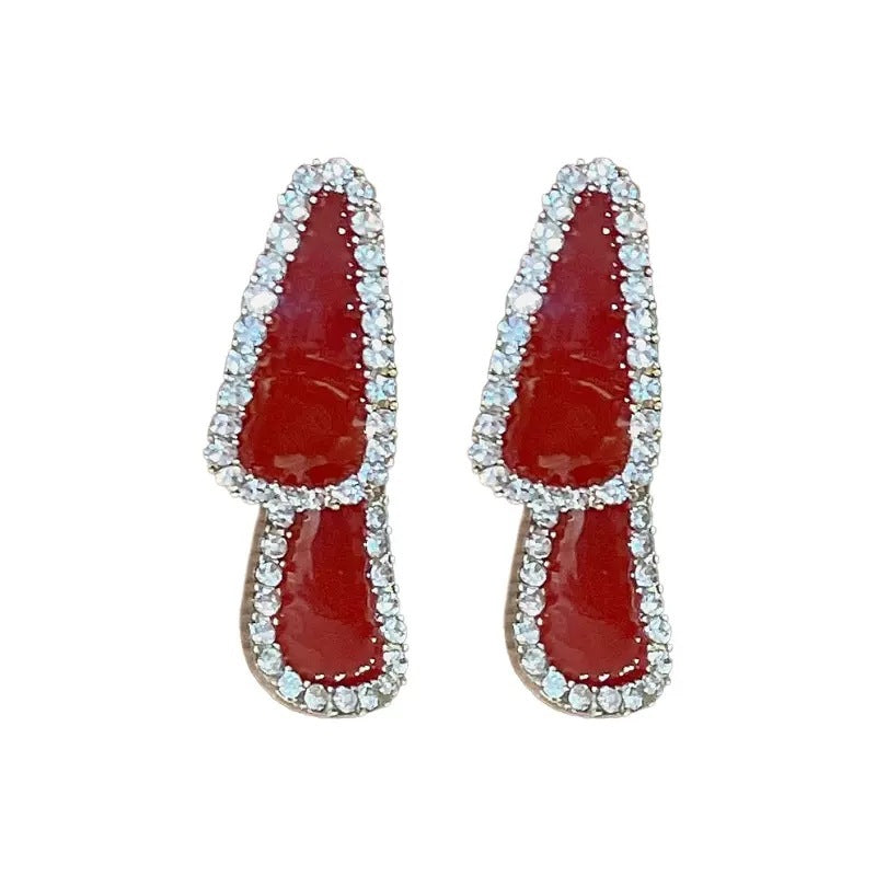 Wholesale Antique Style Red Geometric Diamond Earrings