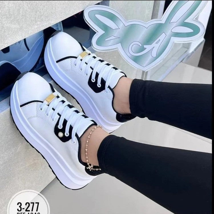 Wholesale Thick-soled Sneakers Front Lace-up Sports PU Shoes