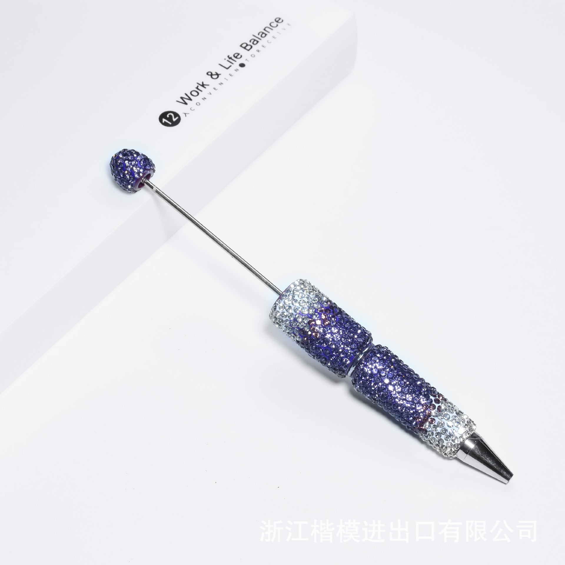 Wholesale 5pcs Beadable Pens Heavy Duty Diamond Inlaid Plastic Ballpoint Pen with Diamond