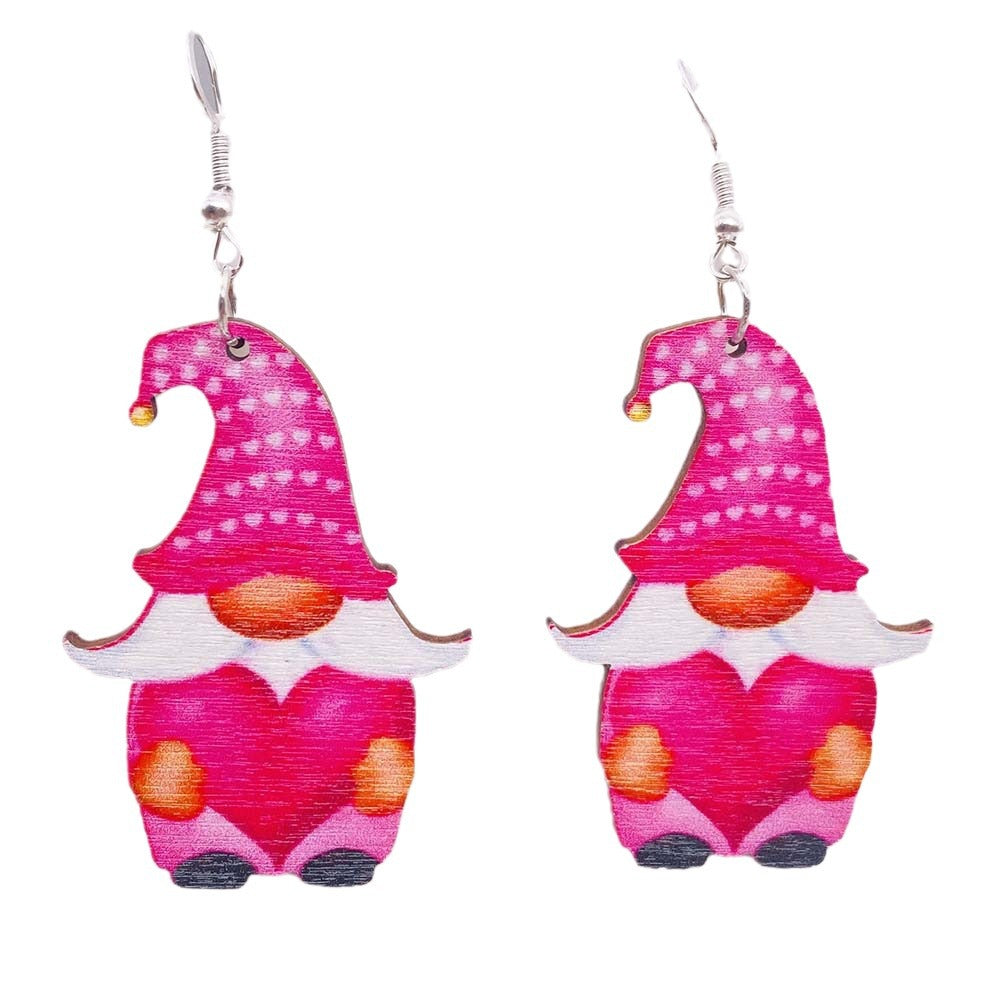 Wholesale Valentine's Day Western Style Cowboy Hat Wooden Earrings Pink Love Coffee Cup Earrings