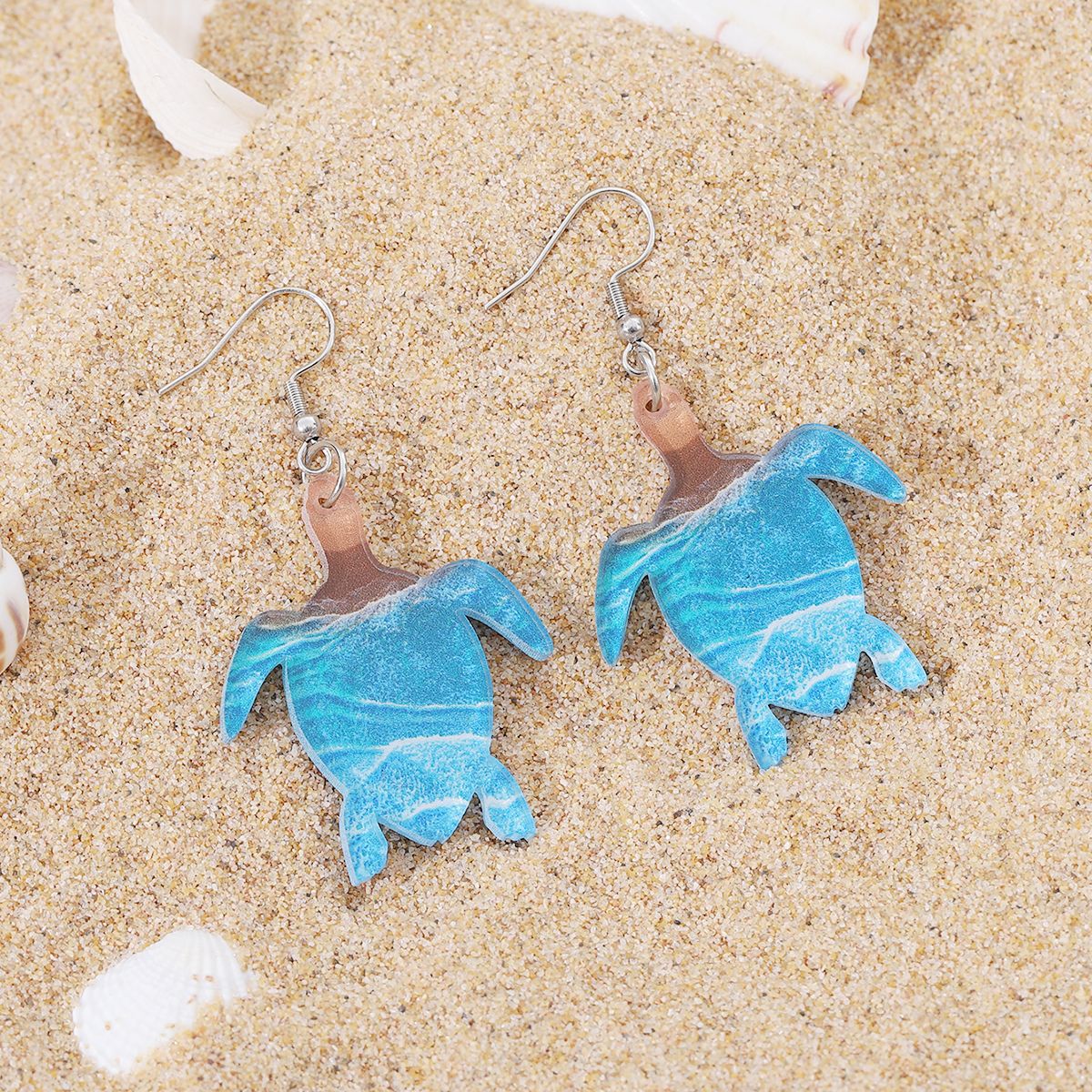 Wholesale Bohemian Wave Starfish Turtle Shell Seahorse Pendant Acrylic Earrings