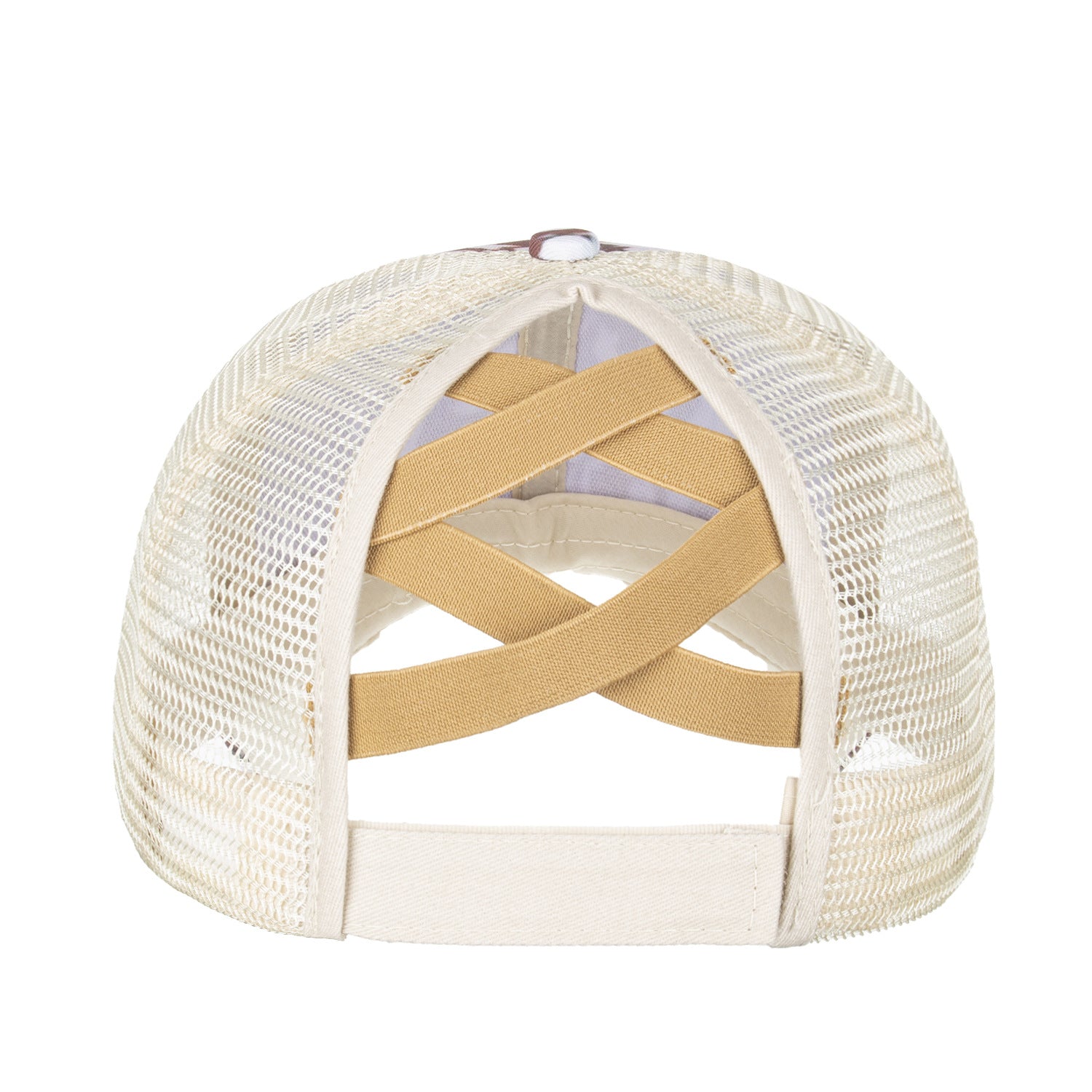 Wholesale Flame Cross Elastic Mesh Ponytail Baseball Cap