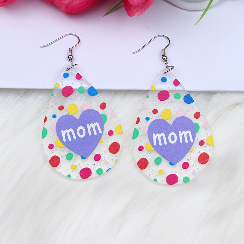Wholesale MOM Love Acrylic Earrings