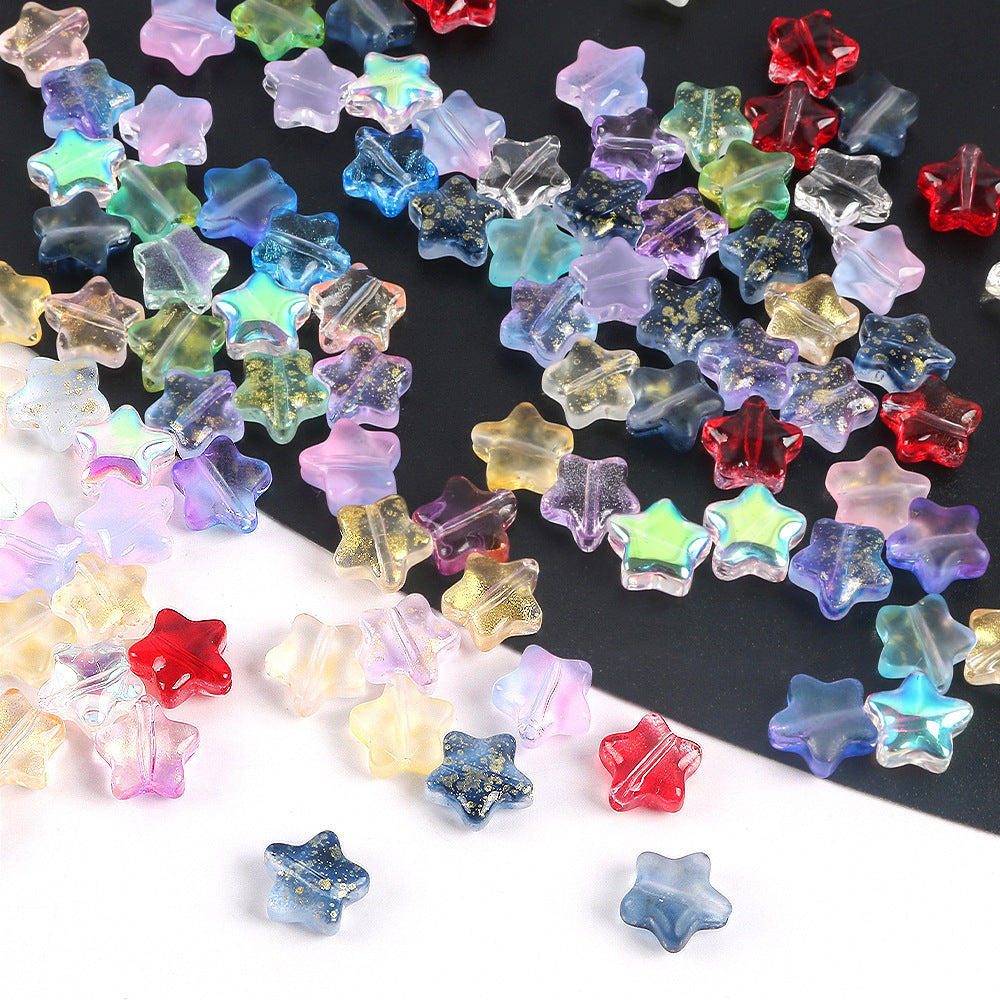 Wholesale 20pcs Color-Plated Five-Pointed Star Glass Handmade DIY Acrylic Beads