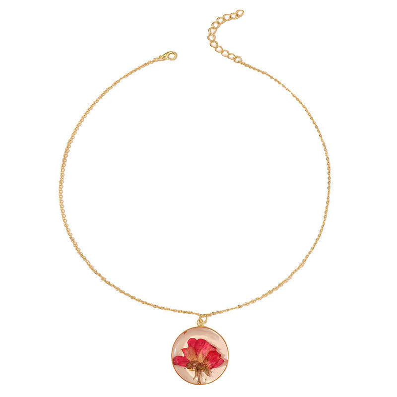 Wholesale Resin Dried Flower Handmade Dripping Glue Necklace