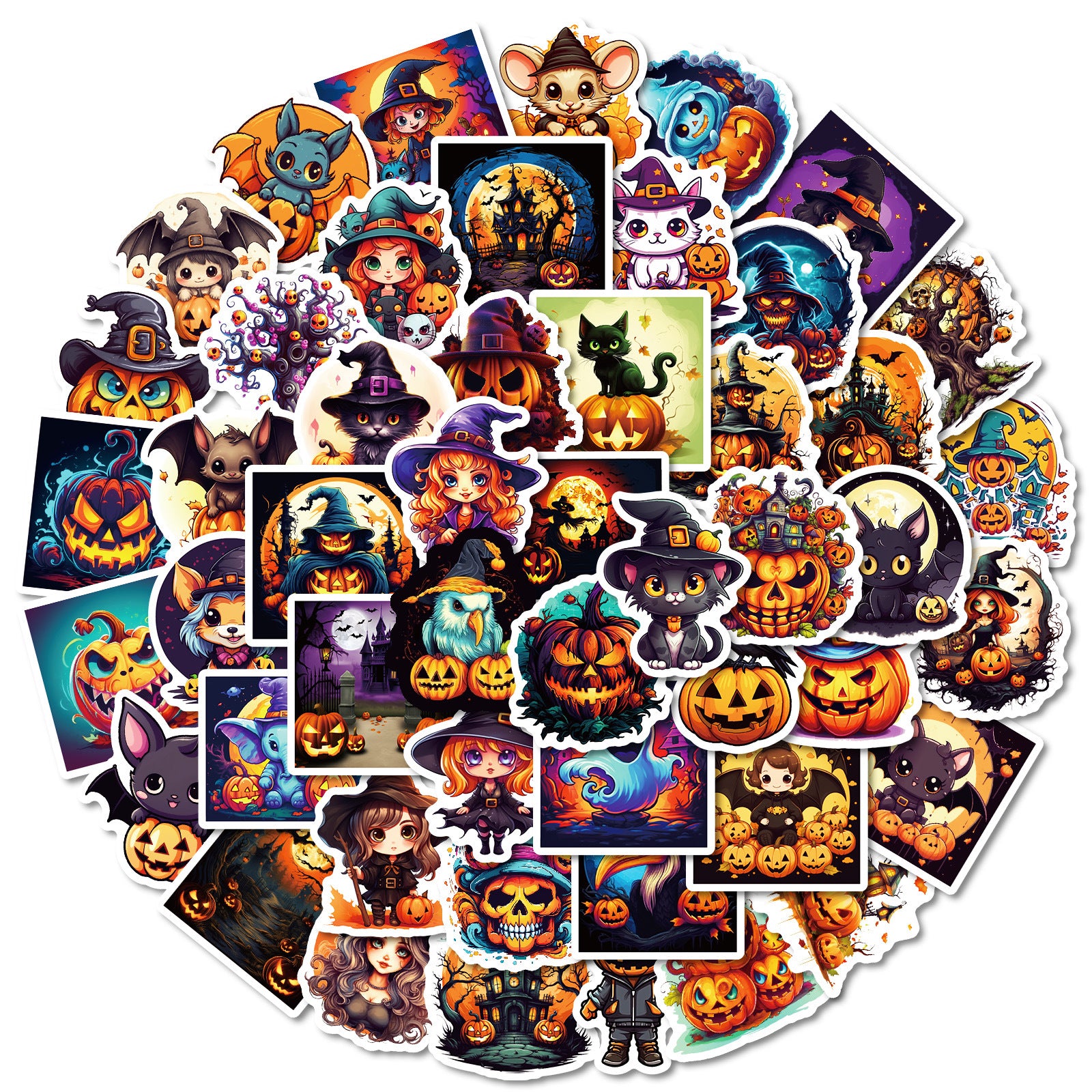 Wholesale 50PCS/PACK ghost face pumpkin black cat cartoon graffiti stickers