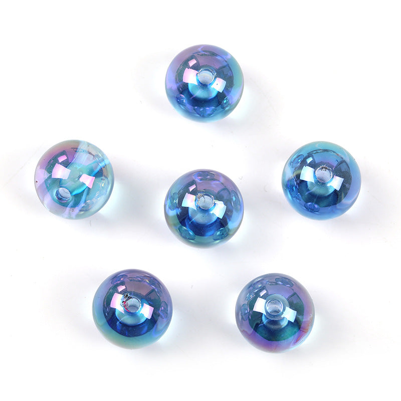 Wholesale 100pcs 16mm Acrylic Color UV Electroplating Round Beads Diy Jewelry Accessories Beads