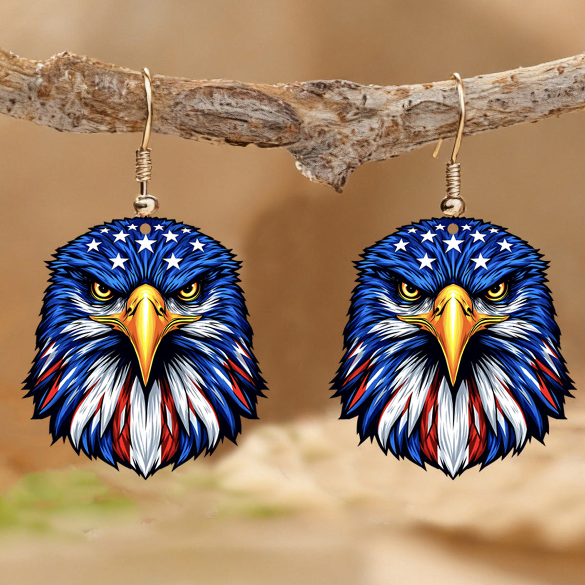 Wholesale Red White Blue Flag Bald Eagle Pendant Earrings
