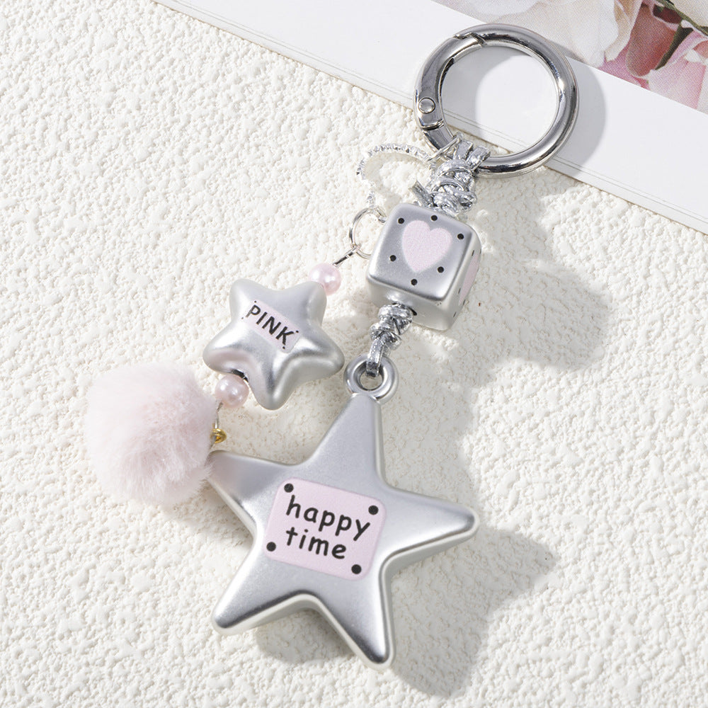 Wholesale Dumb Silver Love Hairball Sweet Metal Keychain