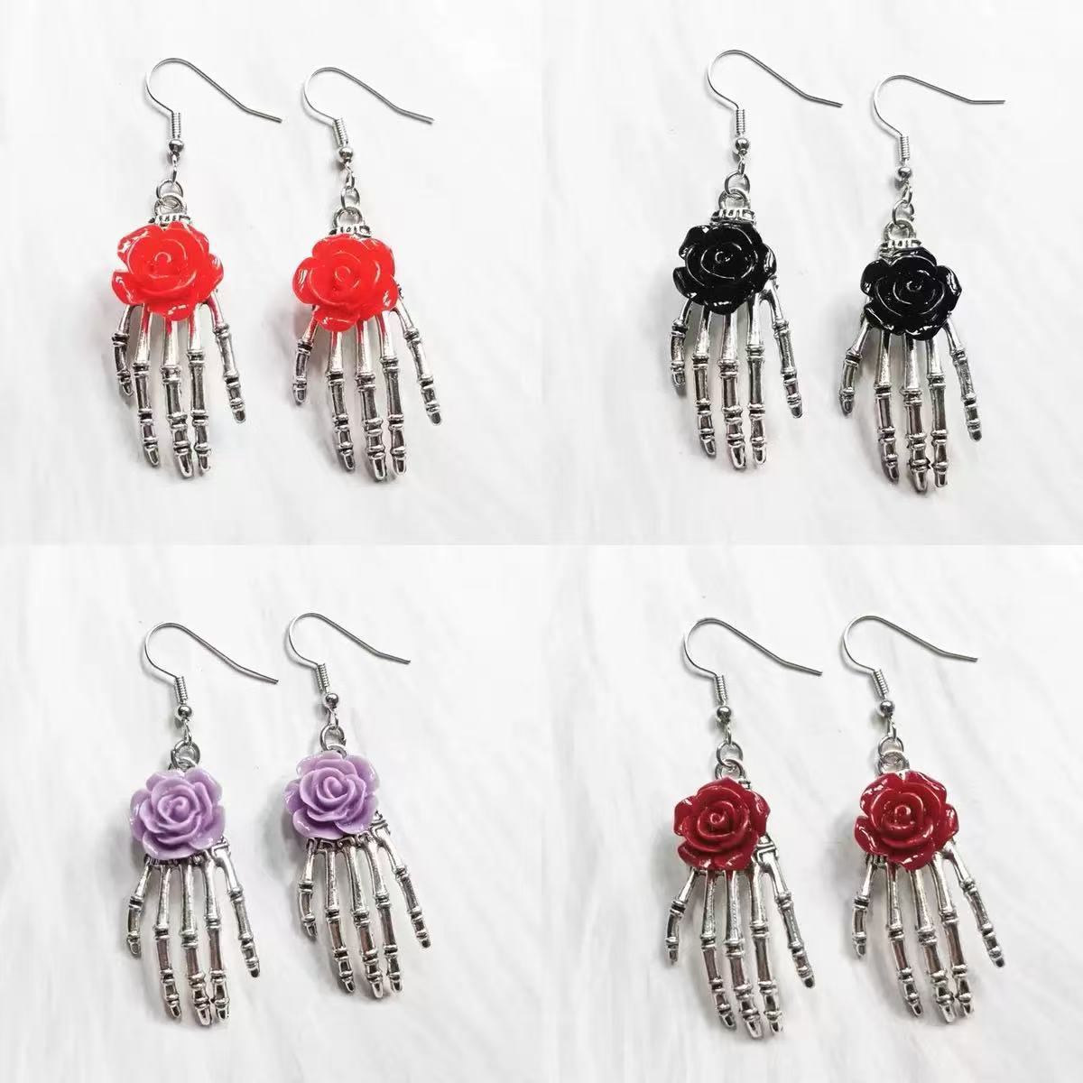 Wholesale Gothic Punk  Earrings Dark Bat Skeleton Pumpkin  Design Electroplated Alloy Stylish Party Gift