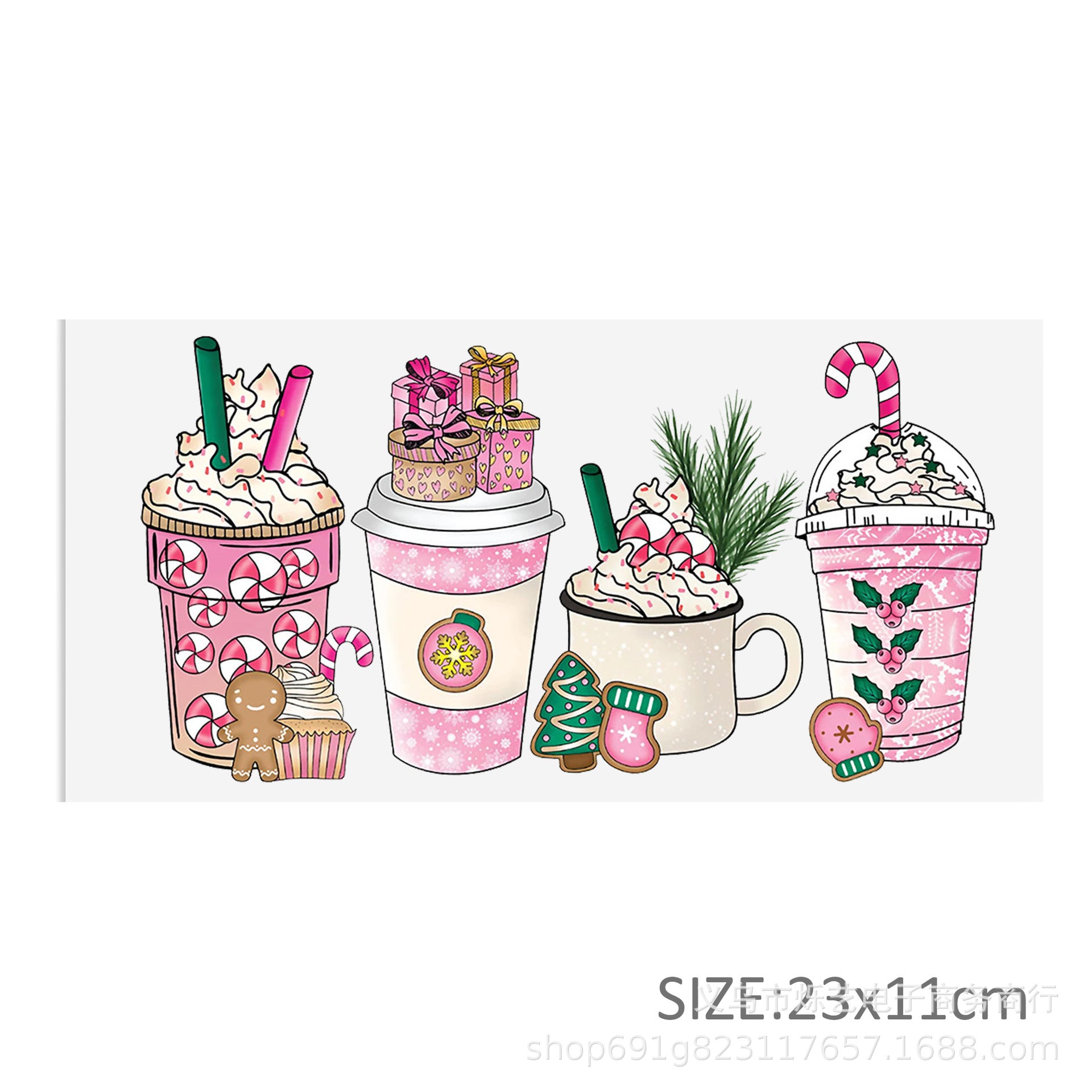 Wholesale Christmas series of ice cream cartoons   16oz Cup UV DTF Wraps