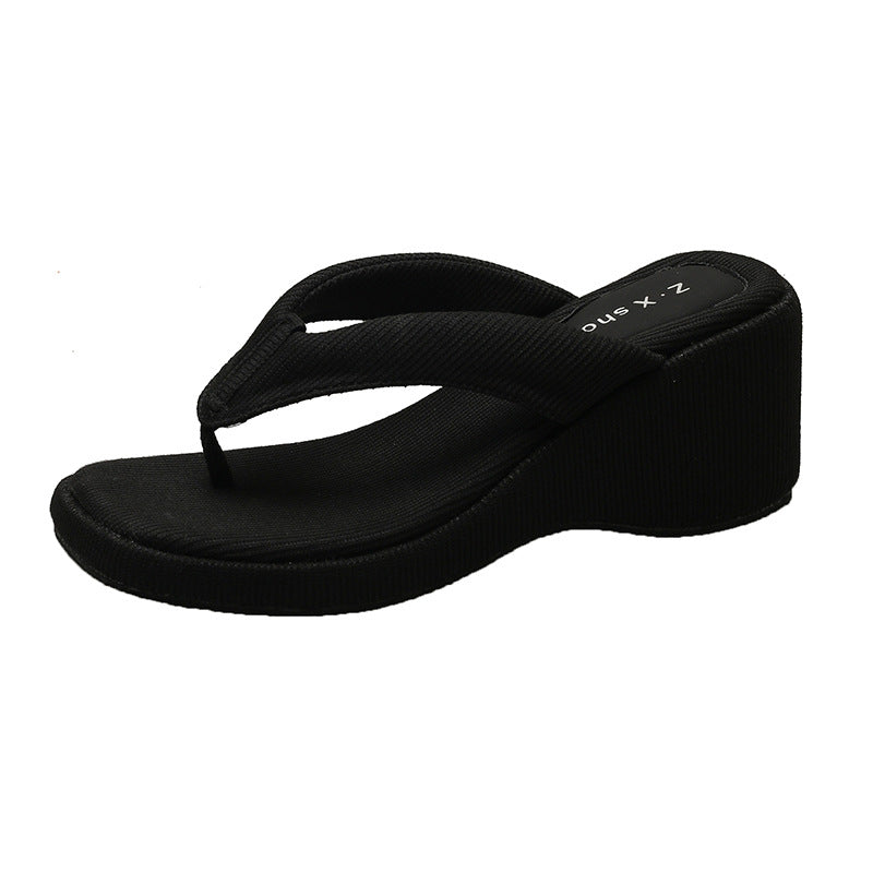 Wholesale Wedge Thick-soled High-heeled Flip-flops Women's Summer Beach Sandals