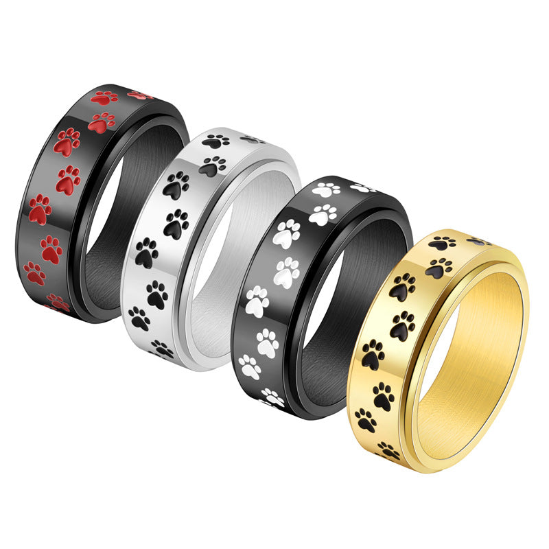 Wholesale Titanium Steel Dog Paw Ring for Men