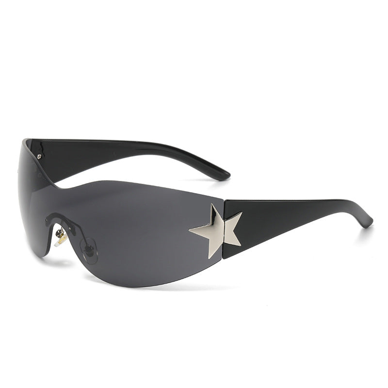 Wholesale PC Y2K Frameless Integrated Five Pointed Star Decorative Sunglasses