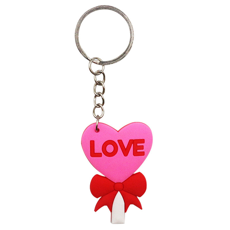Wholesale 20pcs New PVC Love Heart Valentine's Day Keychain