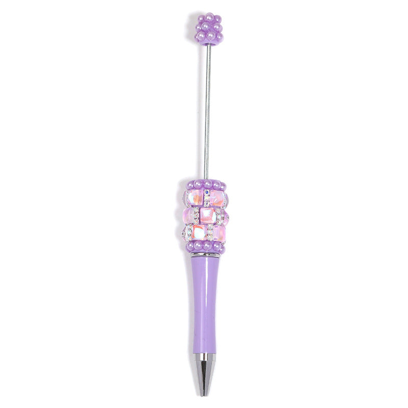 Wholesale  5pcs/pack Square diamond pearl bead pen,  multi-color plastic rotating ballpoint pen