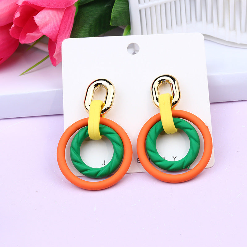Wholesale Geometric Circle Contrasting Color Candy Color Acrylic Earrings